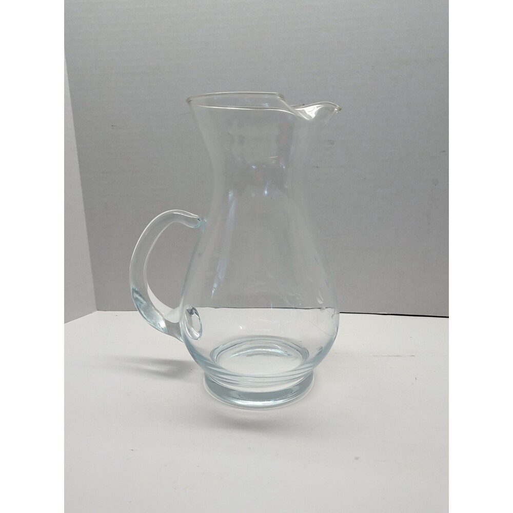 Princess House Heritage Pattern Etched Crystal Pitcher 10" Vintage
